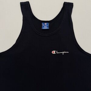 Vintage late 80s/early 90s Champion Tank Top Large Black Made USA Blue Tag USA